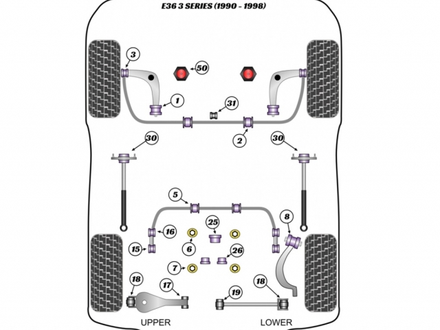 Casquilhos Braços Frente Powerflex Bmw Z3 E30 E36 - PFF5-303