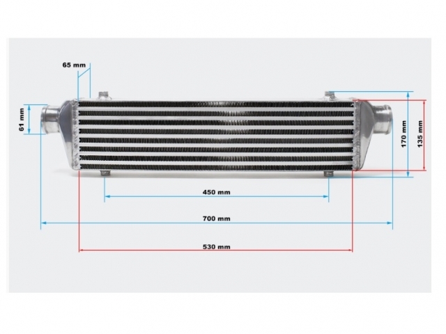 Intercooler Universal Alumínio 700x140x65 mm