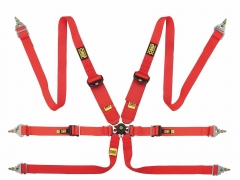 Cinto Segurança OMP 6 Pontos Vermelho FIA Hans